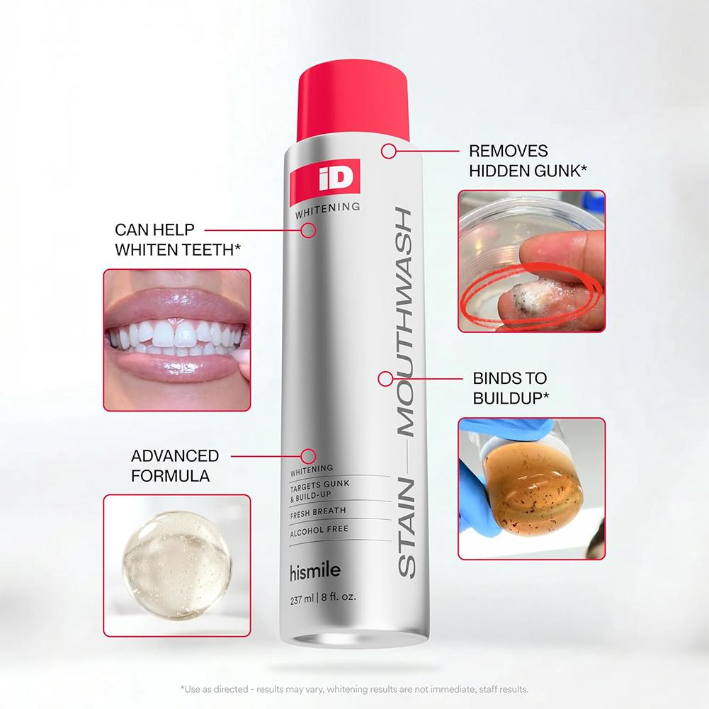 Teeth Whitening And Stain Removal - Hismile iD Collutorio Senza Alcool per