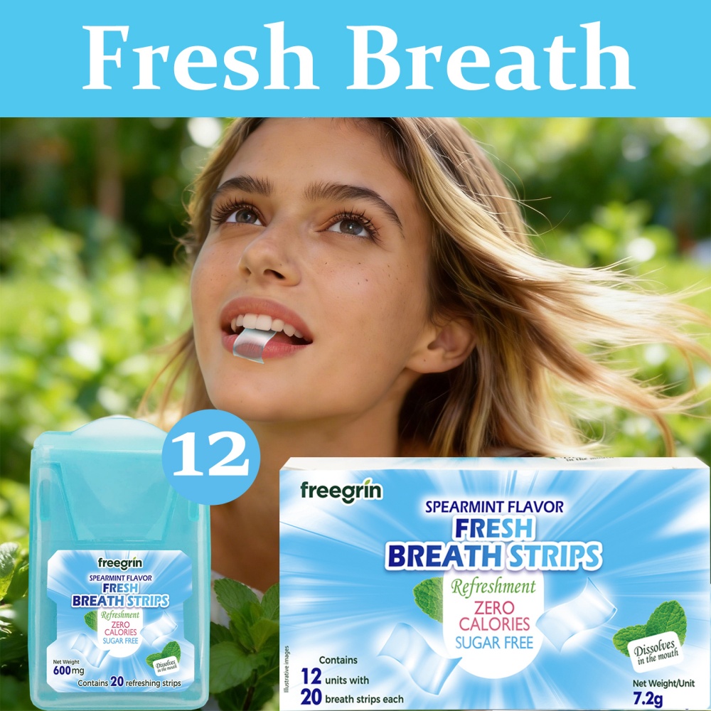Teeth Whitening Instant - FREEGRIN Strisce Orale al Gusto Menta