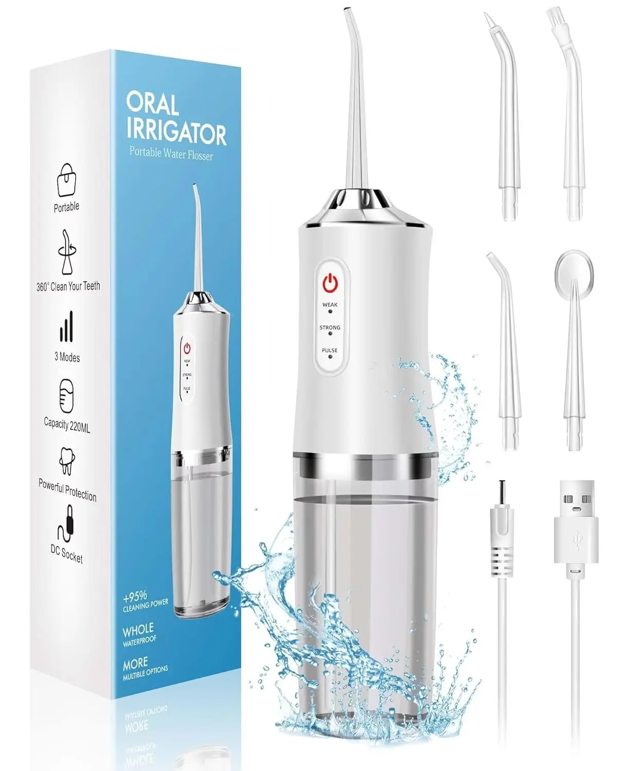 Water Flosser Cordless - Idropulsore portatile per irrigatore orale, stuzzicadenti